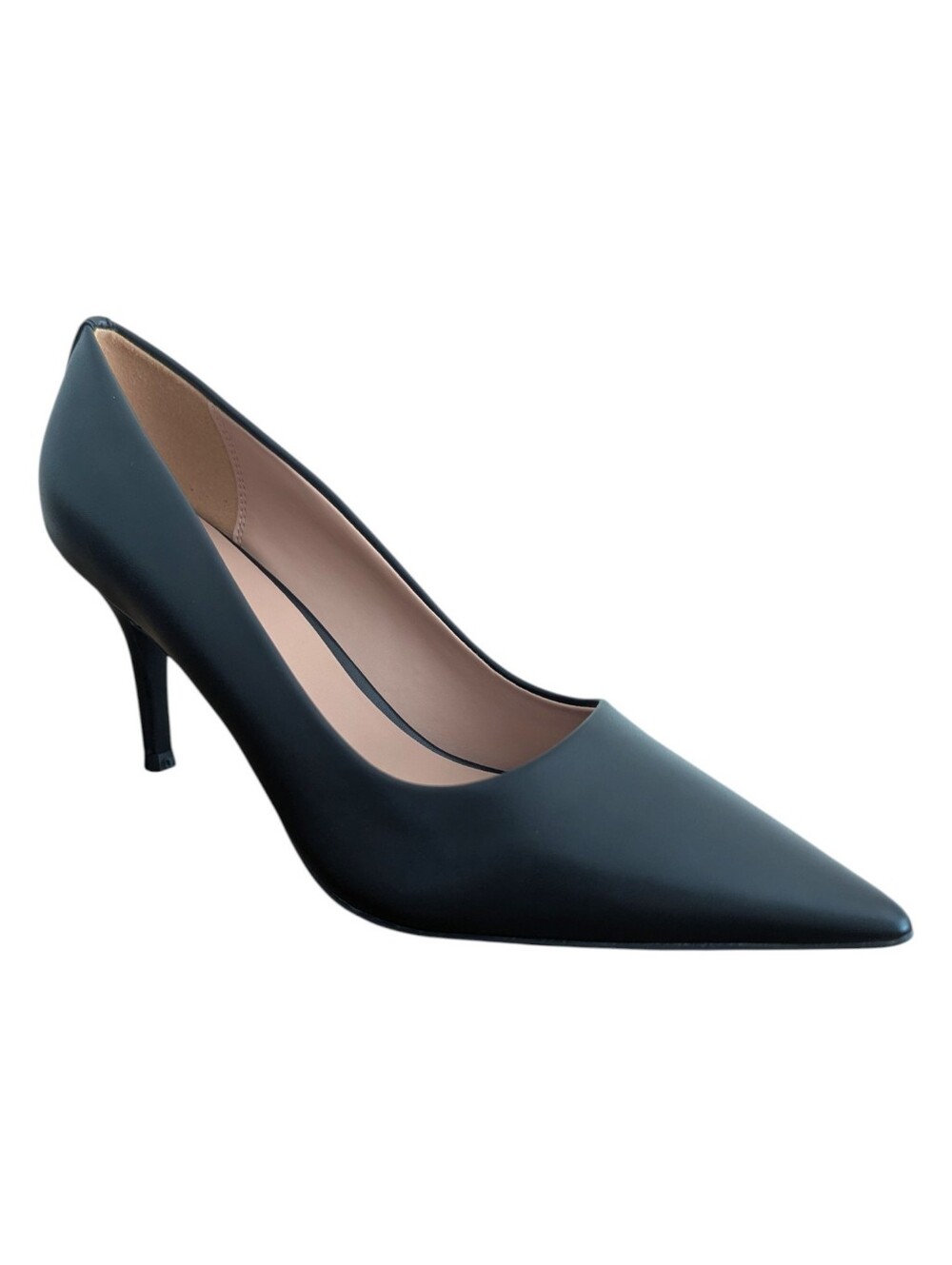 NWT Linea Paolo Black Leather High Heel Shoes Pointed Toe Stiletto Size 9M